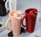 Heat-resistant Porcelain Cup and Mugs Ceramic Coffee Cup Ceramic Travel Mug Sublimation with Straw
