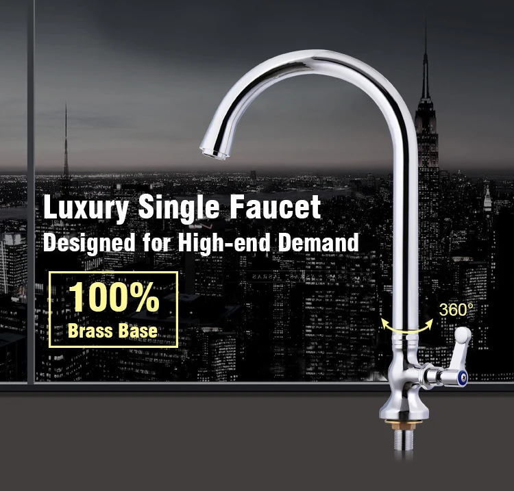 GuangDong Manufacture Deck Mounted  Single Handle Gooseneck Basin Taps Best Single Handle Kitchen Faucet