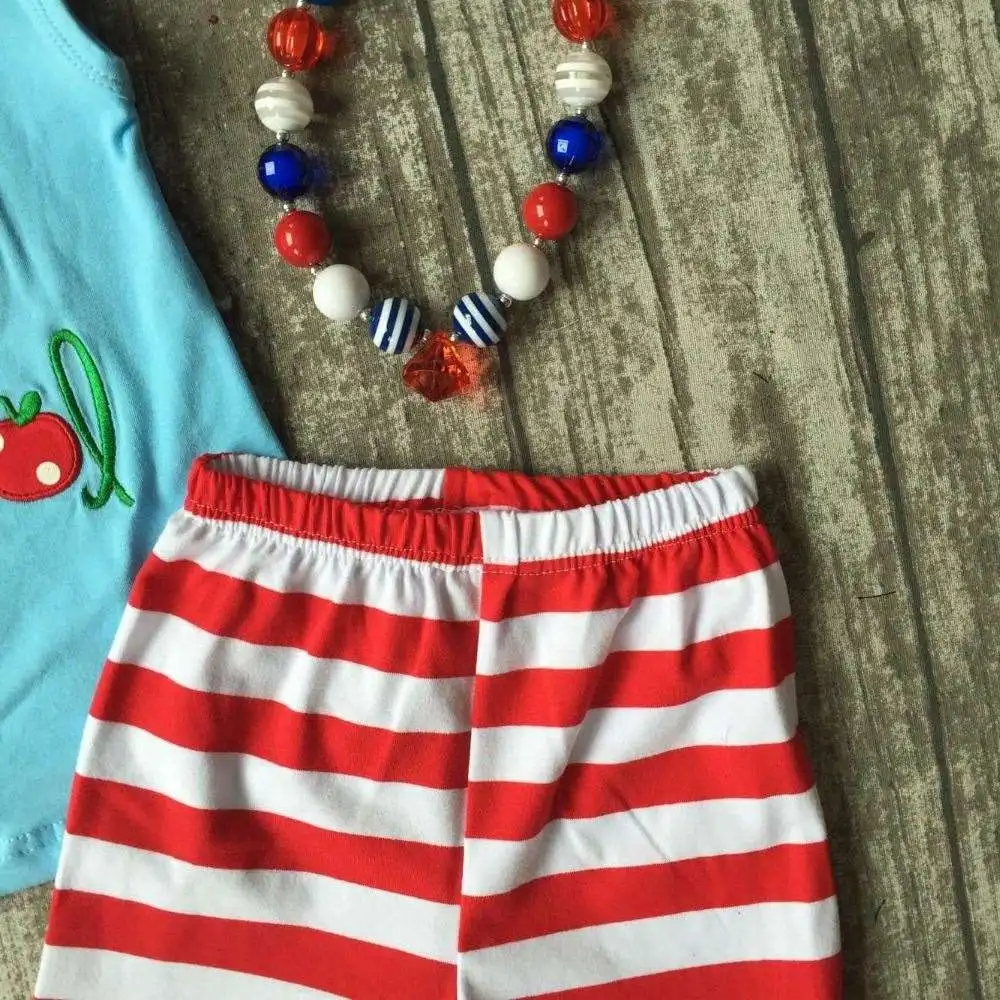 back to school otufits girl shorts striped pencil heart clothing shorts summer girl boutique shorts with match accessories