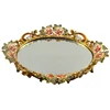High quality new design zinc alloy gold glass decorative jewelry mirror serving tray