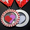 Cheap Custom Plastic Crystal Souvenir Heart Shaped Acrylic Medal Made In China