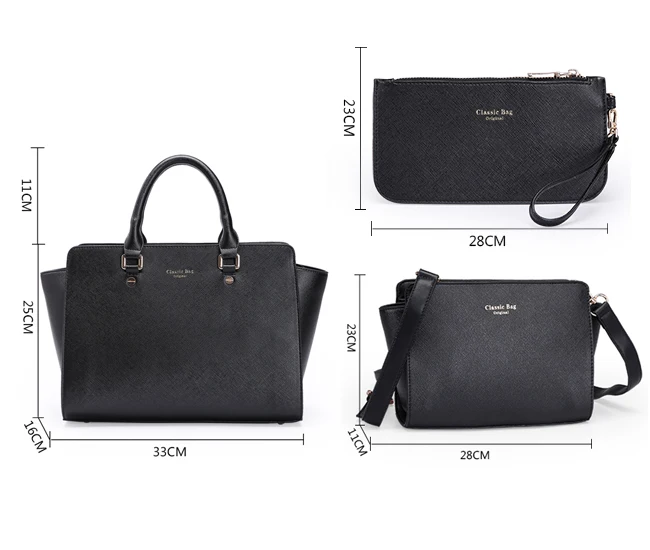 2018 wholesale new fashion 3 pieces in 1 women clutch bag hannndbag elegent pu lady fashion handbag
