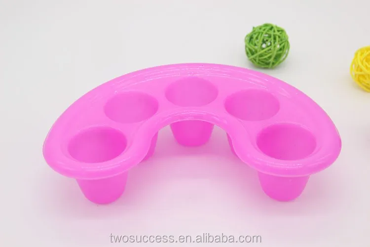 Colorful Cute 5 Hole Plastic Nail Polish Remover Finger Bowl For Nail Tool
