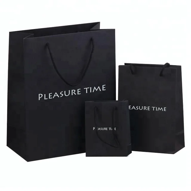 high quality black paper jewelry gift packaging bag