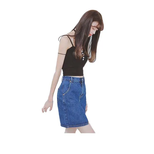 Micro Sexy Girls Front Slit Blue Jeans Mini Skirt Bu
