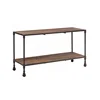 Hot selling industrial recycled elm wood black iron wheeled console table living room furniture