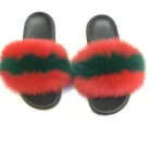 Fashion forward bright colors raccoon fur slides real fur women slippers