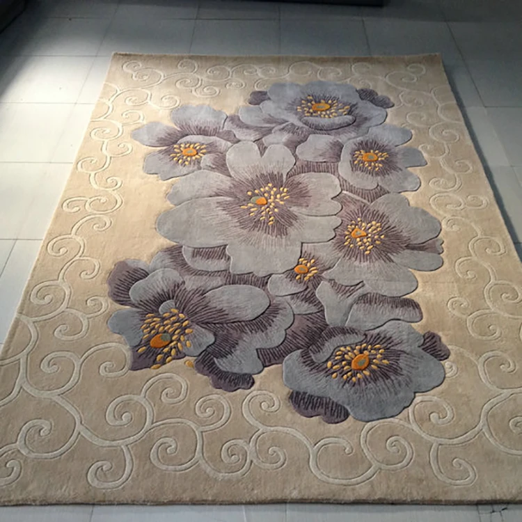 Hand Tufted hotel floor Carpet Customized floral pattern handmade Wool Carpet, Model Area Rug