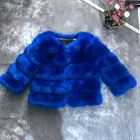 Sweet style girl's short long sleeves faux fox fur coat