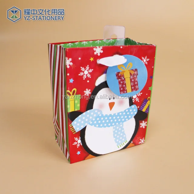 certificated custom design printing cute cartoon paper gift bag