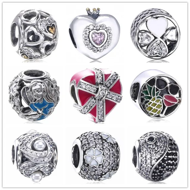 hot 2017 100% sterling silver 925 gift love charm pave heart and