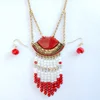 Retro burnish gold plating necklace with two-tone glass wheel beads tassel and diamond cutting epoxy resin stone