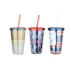 Hot sell item 2019 romantic drink cup double wall tumbler with straw wedding return gift