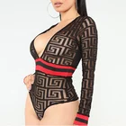 Women Deep V-Neck Fashion Bodysuits women bodysuits Long Sleeve Clothing Bodysuits