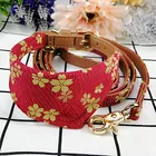 Wholesale Japanese style red bandana pet dog collar leash lead