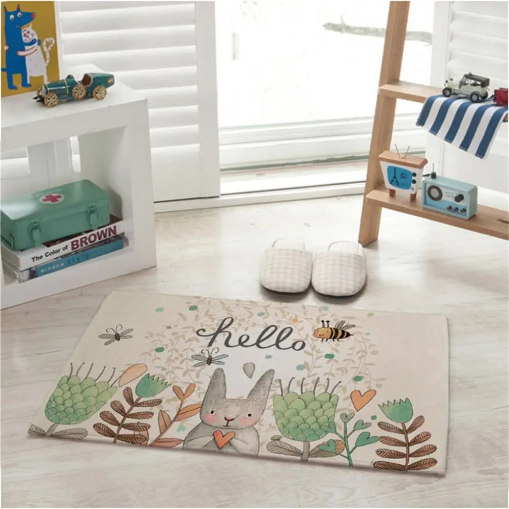 2016 Practical 1Pcs Fashion Kawaii Cartoon Rabbit Print Floor Mat Rectangle Carpet Doormats for Living Room Anti-Slip Rugs