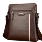 Hot selling fashion brown PU leather business casual men shoulder messenger bag
