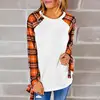 /product-detail/cz38214w-hot-women-all-match-2018-new-fashion-white-orange-stitching-plaid-printed-bow-t-shirt-blouse-60795797176.html