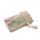 Custom large natural drawstring linen flax storage Pouch Bags with jute cord