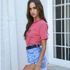New Fashion 100 Cotton Stripped T Shirt Clothes for Women Summer Tops Drop Shipping