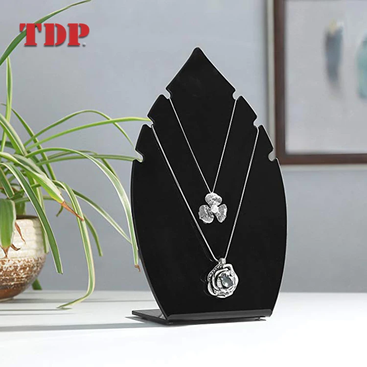 Customized Desktop Plexiglass Black Jewelry Holder Acrylic Necklace Display Stand