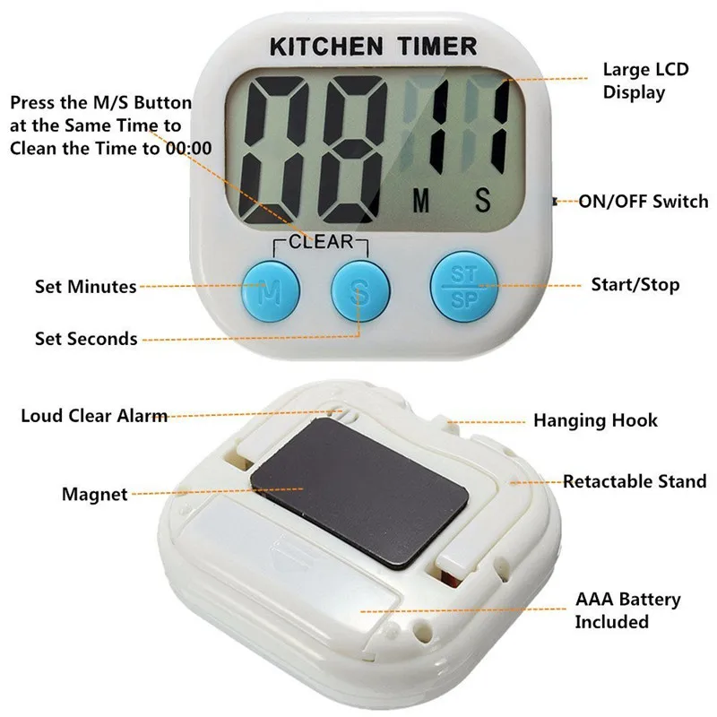 Kitchen Timer digital for Cooking BBQ Timer With Alarming