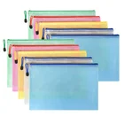 Multy color A4 size zipper file plastic mesh meno document bag