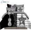 100% Polyester Black And White Queen Printed Wedding Microfiber Bed Sheet Set