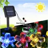 New 50 LEDS 7M Peach Flower Solar Lamp Power LED String Fairy Lights Garlands Garden Christmas Decor For Outdoor