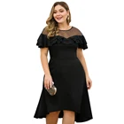 Custom Ruffle O Neck Vintage black Dress women plus size dress