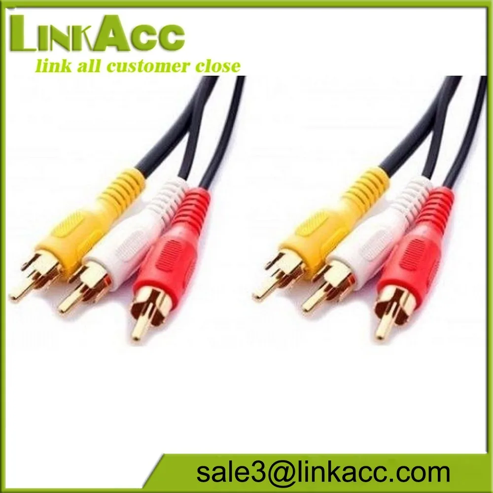 Triple 3 x Phono Male To Male Cable Audio Composite Video RCA Lead Short Or Long - ANKUX.COM