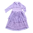 Children Dress Purple Lace Cotton Dress Autumn lining Dress Kids Frock Design For Baby Girl