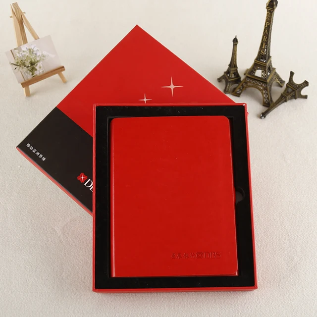 custom pu leather notebook and pen gift set in gift box with pe