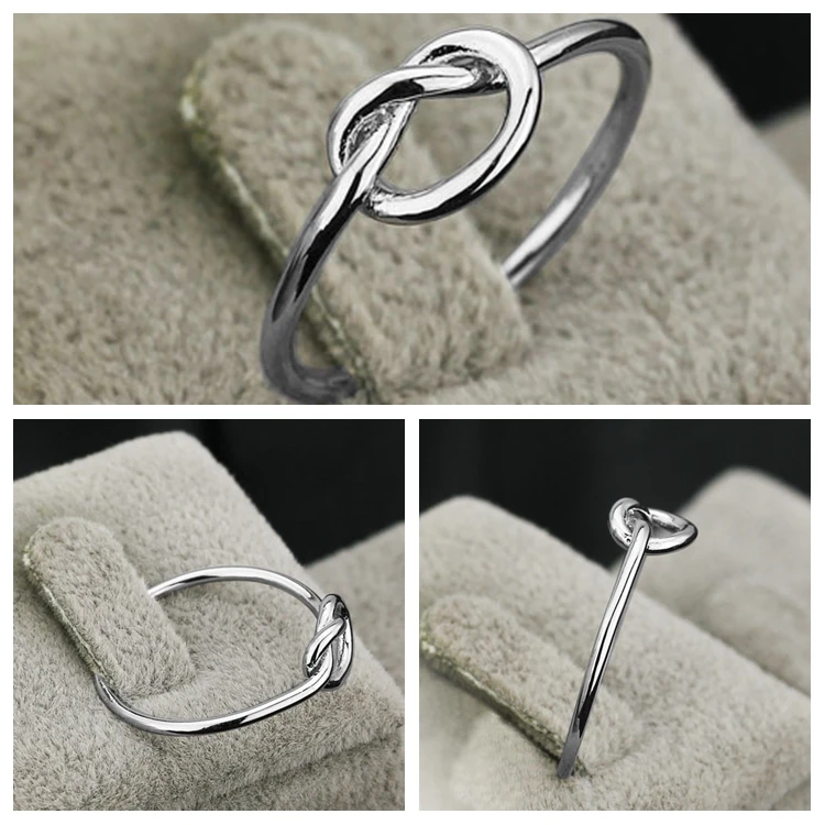 Valentine Jewelry Double Silver Love Knot Rings, Couple S925 Sterling Silver Love Knot Ring