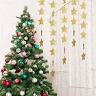 52 Feet Star Paper Christmas Garland Whaline Bunting Banner Hanging Decoration for Wedding Holiday Party Birthday (Gold)