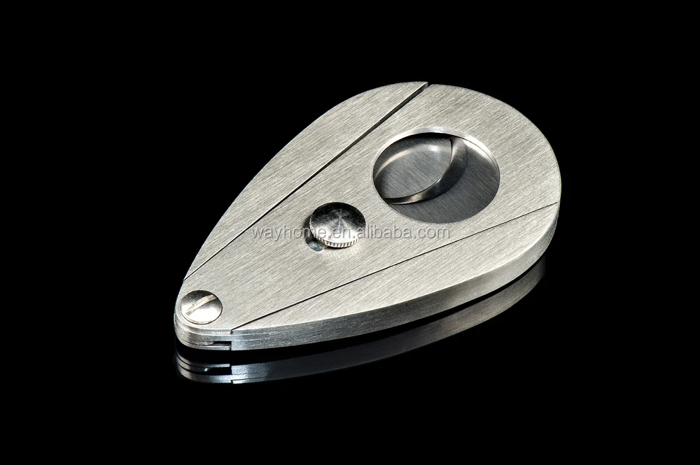stainless steel metal cigar cutter with front lock cm-032
