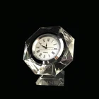 Optical Crystal Engraved Table Promotional Crystal Clock Decoration