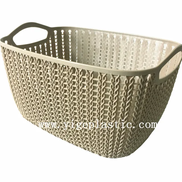 cube multi-purpose 19l square plastic woven rattan wicker basket