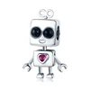 Popular New European and American Robot Charm Bead Retro style 925 Sterling Silver