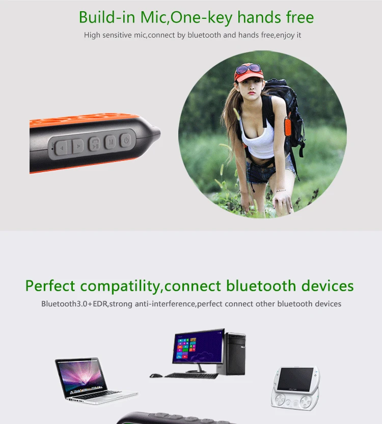 2016 Waterproof portable bluetooth speaker bass