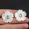 Hot wholesale custom gemstone lady earrings high quality crystal flower sea shell earing brazil fashion