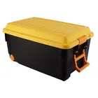 65L trunk organizers,plastic storage trunk with two wheels