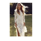 Stylish Mermaid Round Neck Wedding Dress | Long Sleeve Applique Pure Bridal Gown