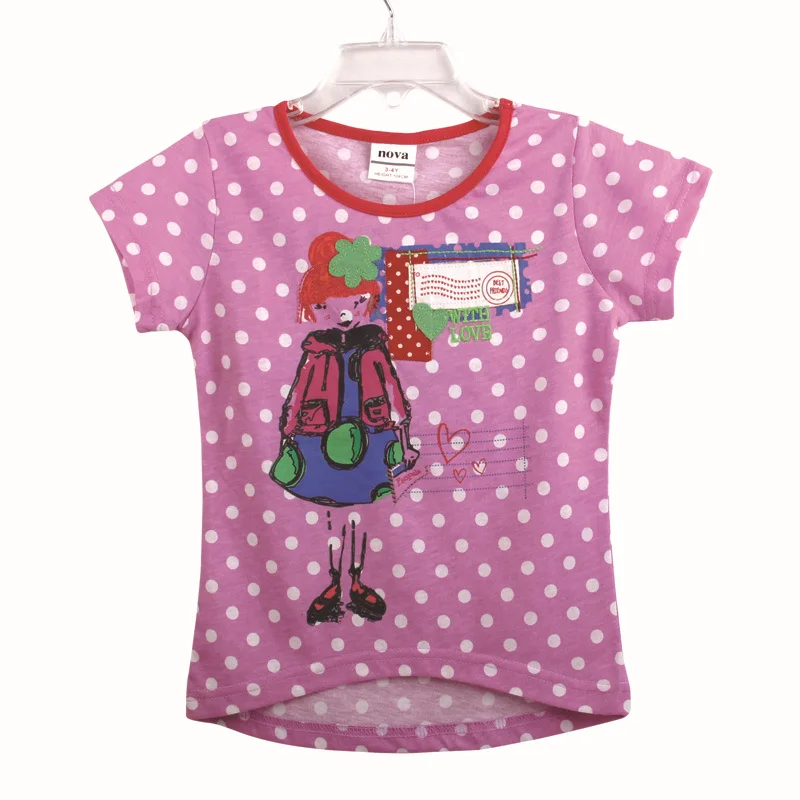 Girl cotton t shirt short sleeve summer clothes printed polka dot cotton T-shirts for girls children t shirt
