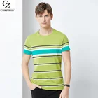custom cotton t shirt hot sale Men's stripe t shirts with YARN YDED round t shirt logo and design