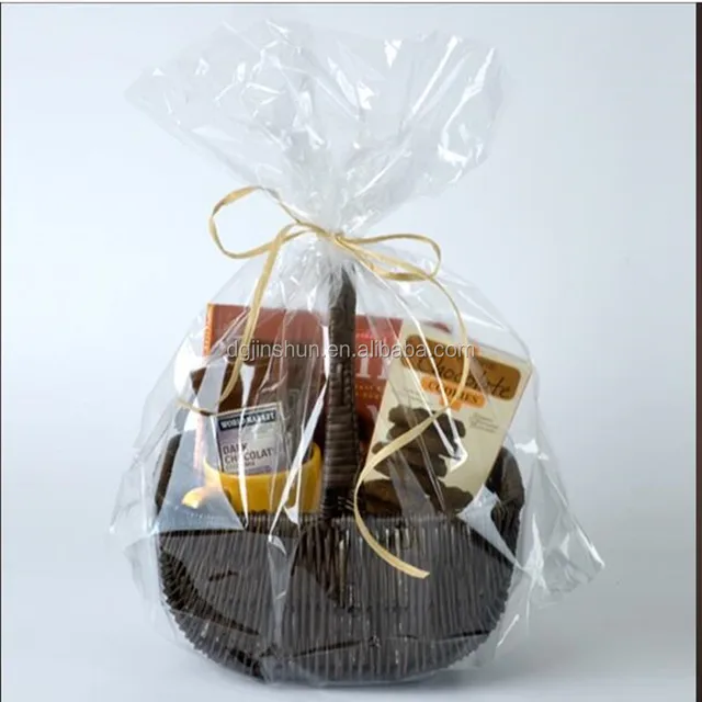 clear cellophane basket cello gift bags gusset style bag