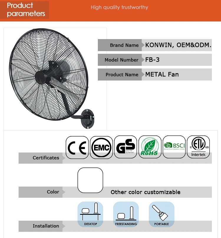 Blades Wall Mounting Fan, FB-3, 220, Electric - detail 4