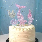 Glitter Mermaid tail Starfish Seahorse Seaweed Cake Toppers Cakecup Baby Shower Birthday Party Favors Decoratcola de sirena