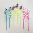 Unicorn party supplies unicorn straw topper unicorn rubber straw with 26.5 cm length