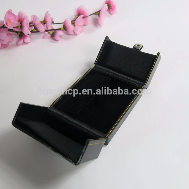 two doors black leatherette ring box, plastic jewelry gift box